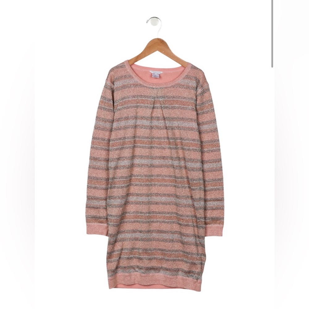 Little Marc Jacobs Girls Sweater Dress Size 12 Pink Sparkle Striped Luxury